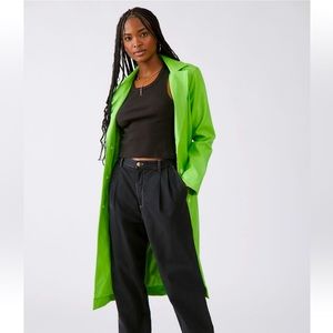 NWT UO Faux Leather Lime Green Trench Overcoat